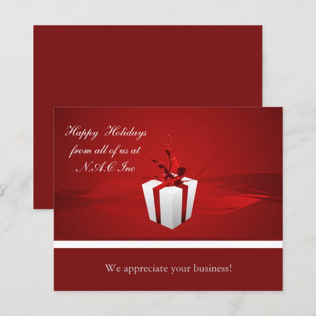 Budget Red Gift Business Holiday Card (Vorne/Hinten)
