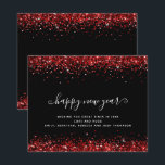Budget Red Glitzer Black Happy New Year Card<br><div class="desc">Budget Red Glitzer Black Happy New Year Card. Eine günstige Alternative zum Preis von 4, 5" x 5, 6" in einem SEMI-GLOSS 110 lb CARD STOCK, der in der Dicke ähnlich wie eine Postkarte ist. Umschläge sind optional und etwas größer als die Kartengröße. Personalisieren Sie den Text einfach auf Ihre...</div>