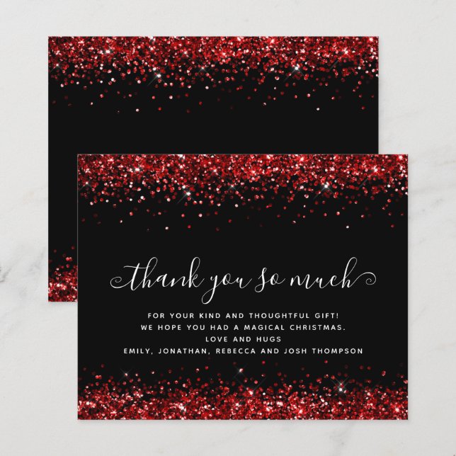 Budget Red Glitzer Christmas Black Danke (Vorne/Hinten)