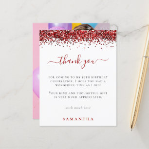 Budget Red Glitzer Foto Sweet 16 Danke