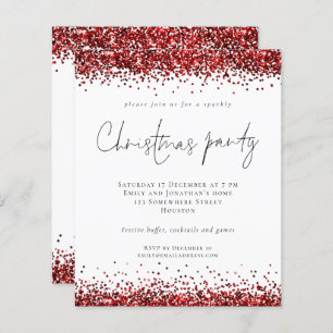 Budget Red Glitzer Script Party White