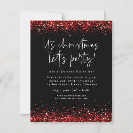 Budget Red Glitzer Weihnachtslustige Party Einladu