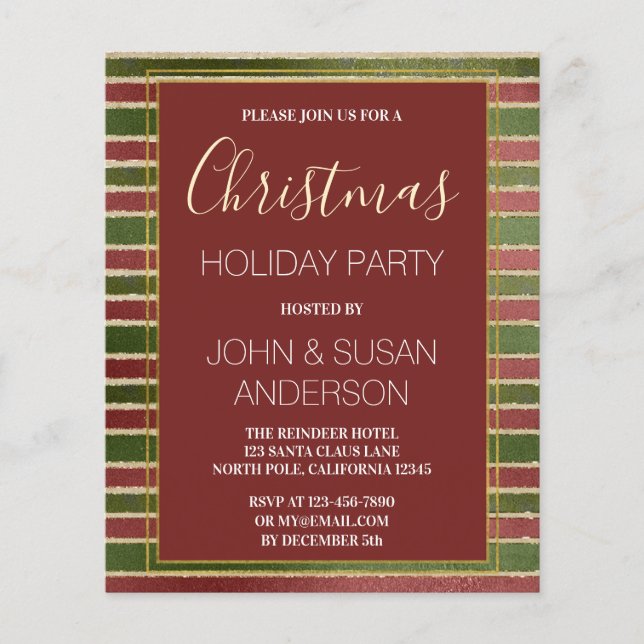 Budget Red Green Gold Foil Weihnachtsfest Party (Vorderseite)