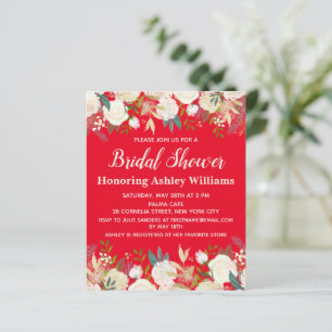 Budget Red Greenery Rose Bridal Dusche Einladung
