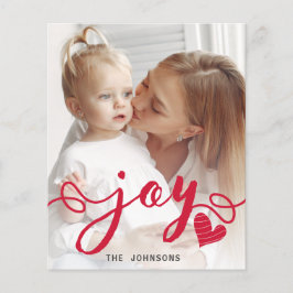 Budget Red Joy Typografy Foto Holiday Card