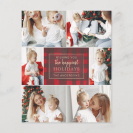 Budget Red Kariert 6 Fotos Collage Holiday Card
