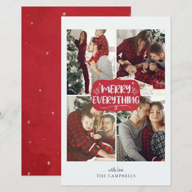 Budget Red Merry Alles 4 Foto Urlaubskarte (Vorne/Hinten)
