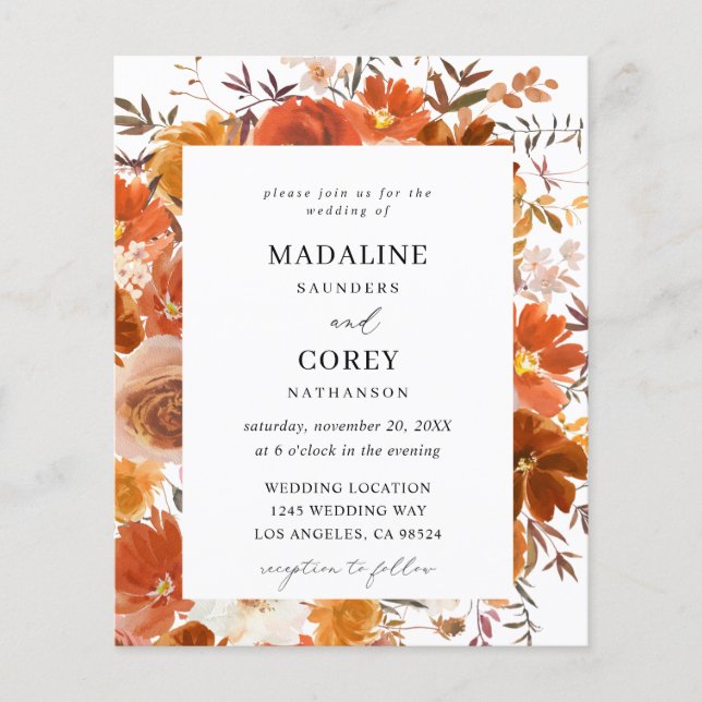 Budget Red & Orange Fall Floral Wedding B (Vorderseite)