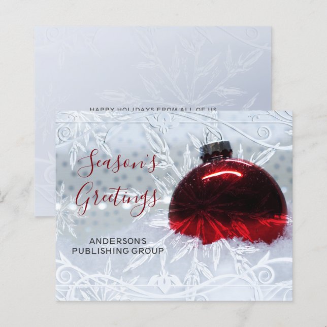 Budget Red Ornament Company Holiday Card (Vorne/Hinten)