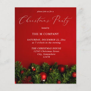 Budget Red Ornament Weihnachts-Party Flyer