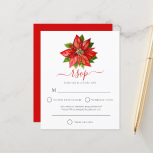 Budget Red Poinsettia Christmas RSVP