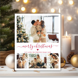Budget Red Script 4 Foto Collage Weihnachtskarte