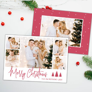 Budget Red Script 5 Foto Collage Weihnachtskarte