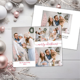 Budget Red Script 5 Foto Collage Weihnachtskarten