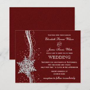 Budget Red Silver Snowflake Hochzeit Einladung