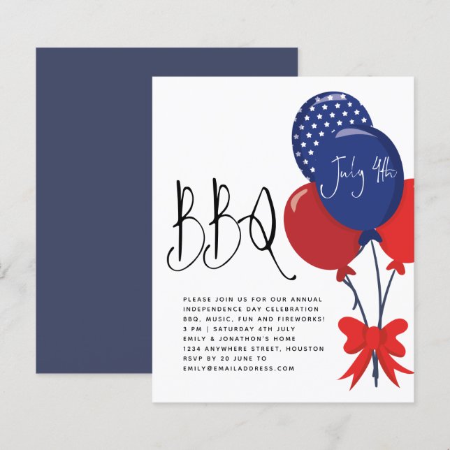 Budget Red White Blue Balloons 4. Juli GRILLEN Ein (Vorne/Hinten)