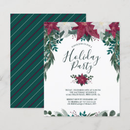 Budget Red White Poinsettias Holiday Party Einladu