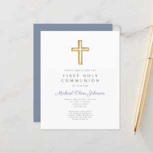 Budget Religious Cross Blue Boy Erste Kommunion