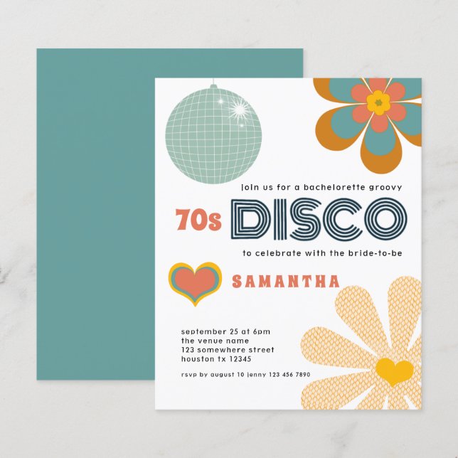 Budget Retro 70er Disco Junggeselinnen-Abschied Wh (Vorne/Hinten)