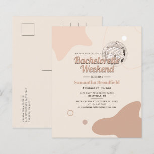 Budget Retro Disco Bachelorette Wochenende Einladu