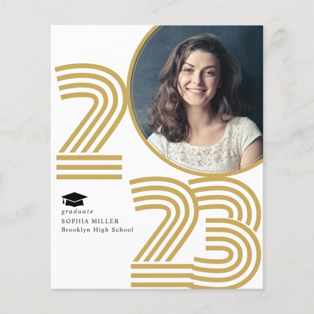Budget Retro Grad Foto Abschluss Card (Vorderseite)