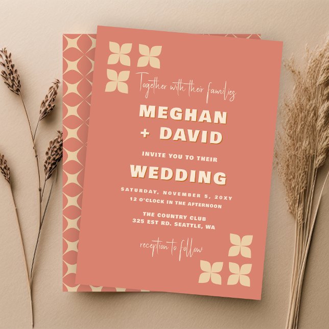 Budget Retro Groovy 70er Pattern Hochzeitseinladun (Von Creator hochgeladen)