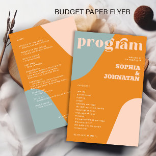 Budget-Retro-Hochzeitsprogrammvorlage Flyer