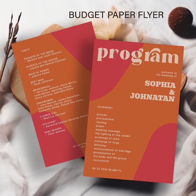 Budget-Retro-Hochzeitsprogrammvorlage Flyer (Von Creator hochgeladen)