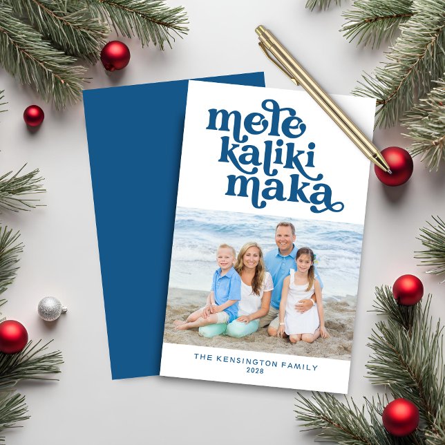 Budget Retro Mele Kalikimaka Weihnachts-Foto (Budget Retro Mele Kalikimaka Christmas Photo Card)