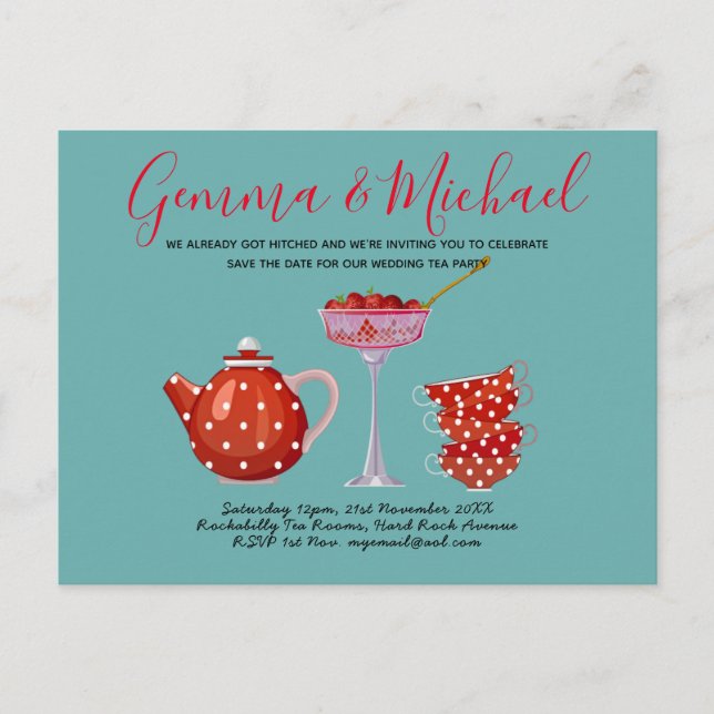 Budget Retro Tea Party Invitation Rockabilly 1950 (Devant)