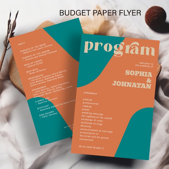 Budget retro wedding program template flyer (Von Creator hochgeladen)