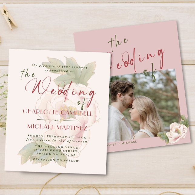 BUDGET Romantic Blush Foto Hochzeit Einladungen (Von Creator hochgeladen)