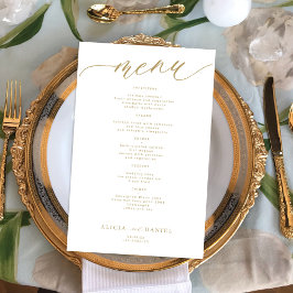 Budget romantique typographie or menu mariage