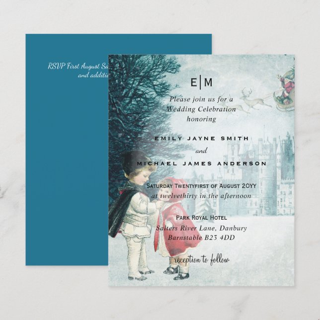 Budget Romantische Weihnachtsfeier Einladung (Vorne/Hinten)