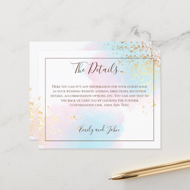 Budget Rosa Aquamarine Aquarellgoldverheiratung De (Vorderseite/Rückseite Beispiel)