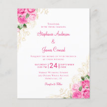 Budget Rosa Aquarellblume Einladung zur Hochzeit