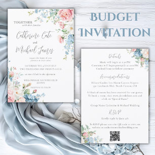 Budget Rosa & Bläserblume Elegante Hochzeit Einladung
