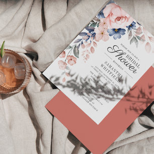 Budget Rosa Blumendusche Einladung Briefpapier