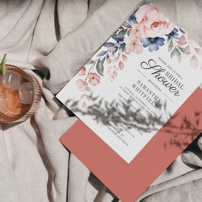 Budget Rosa Blumendusche Einladung Briefpapier (Von Creator hochgeladen)