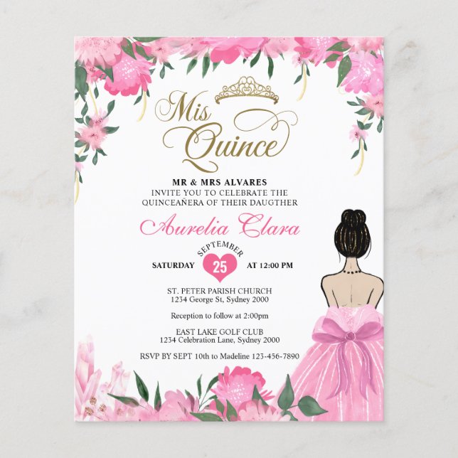 BUDGET Rosa BlumenPrinzessin Mis Quince Quinceañer (Vorderseite)