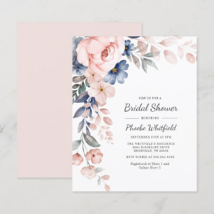 Budget Rosa Blumenschrift Bridal Dusche Einladung