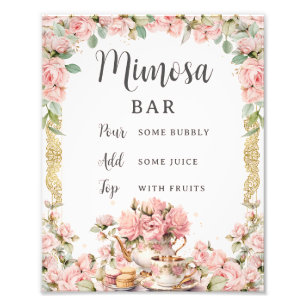 Budget Rosa Blumenstrauß Brautparty Mimosa Fotodruck
