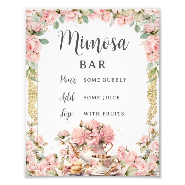 Budget Rosa Blumenstrauß Brautparty Mimosa Fotodruck (Vorne)