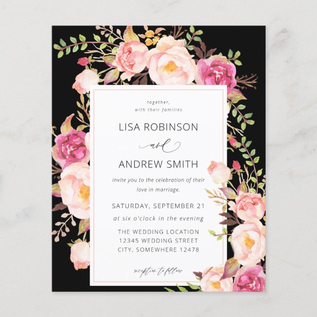 Budget Rosa Blütenblüte Blütenblüte Hochzeit V3 Sc Flyer (Vorne)