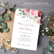 Budget Rosa Blütenfarben Hochzeit Einladung