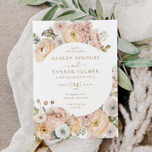 Budget Rosa Elegant Botanische Hochzeit mit Flora Einladung