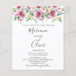 Budget Rosa Gelbe Blütenhochzeit Einladung