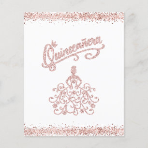 BUDGET Rosa Glitzer Kleid Quinceañera Einladung