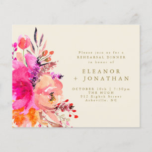 Budget Rosa Gold Florales Probeessen-Einladung