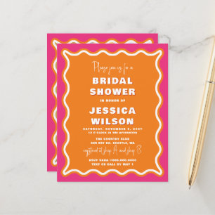 Budget Rosa Orange Foto Bridal Dusche Einladung